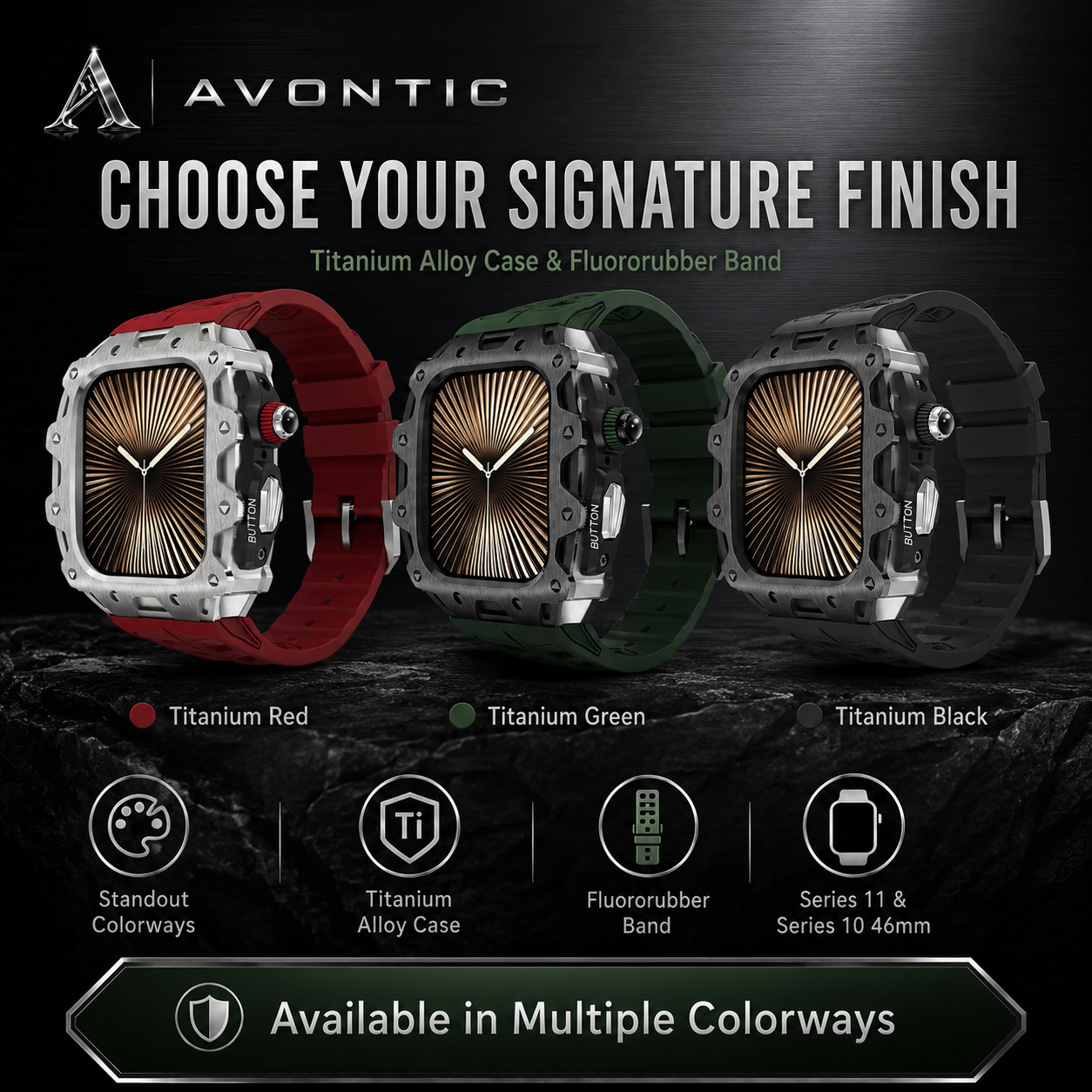 Titanium Alloy Case & Fluororubber Band for Apple Watch Series 11 & 10 (46mm) — product view 4