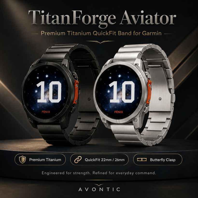 TitanForge Aviator Titanium QuickFit Band for Garmin Watches