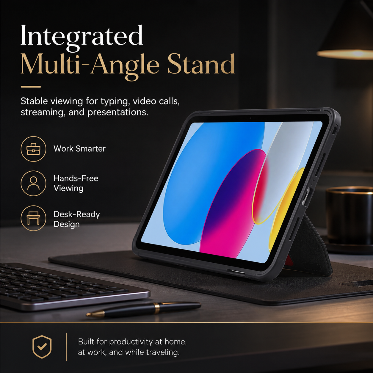 Leather iPad Case with Hand Strap and Stand – Compatible with iPad Air, Pro, Mini, and iPad (2024–2026 Models)