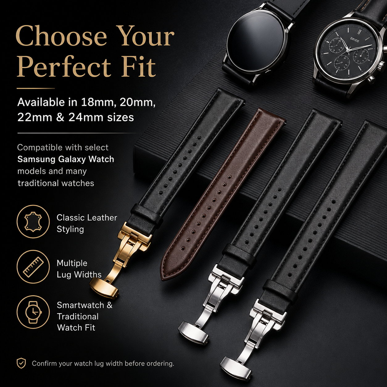 LuxeLeather Genuine Calfskin Watchband