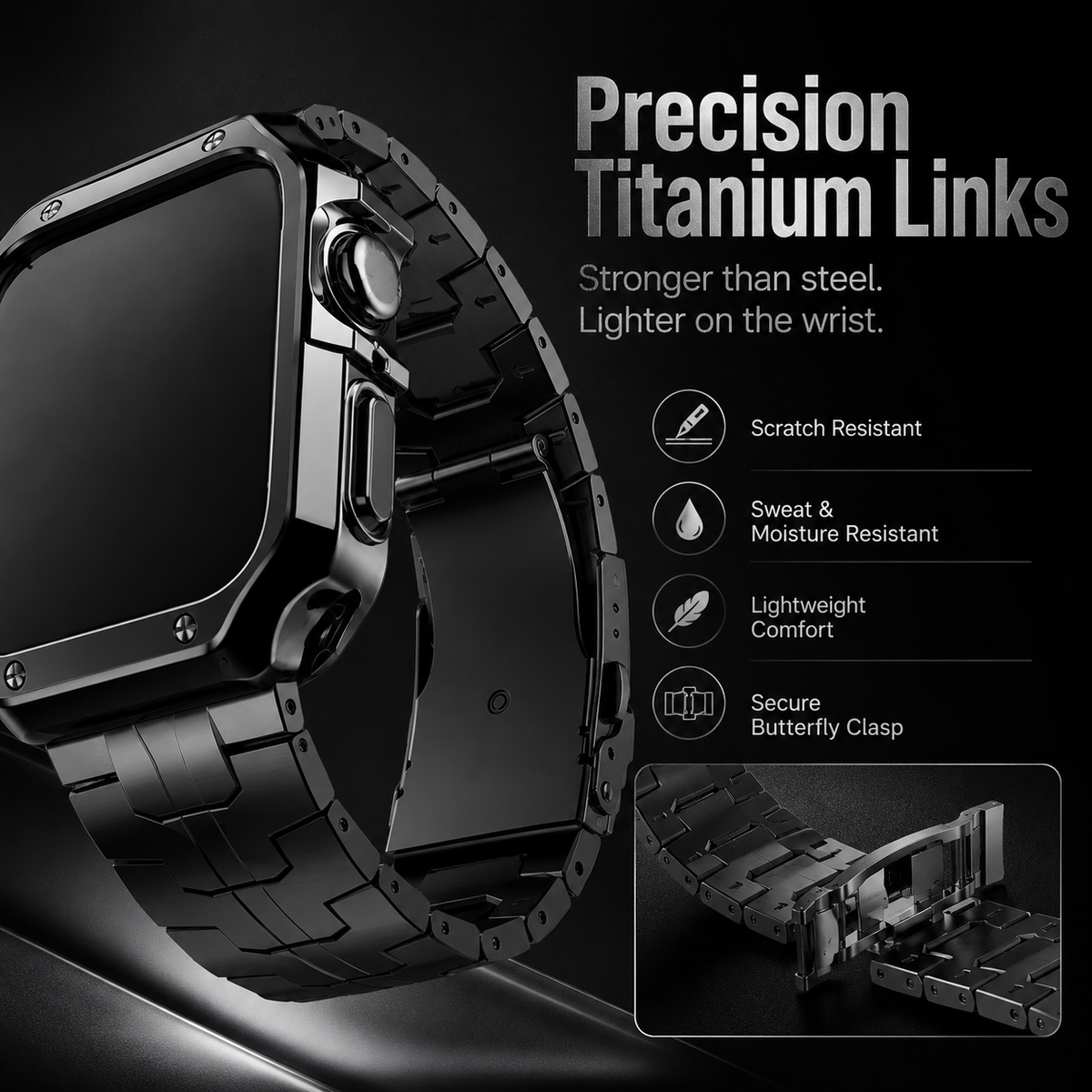 TitaniumGuard Forged in Fire Prestige Band + Case for Apple Watch Ultra (49mm) & Series 11/10 (46mm/42mm)