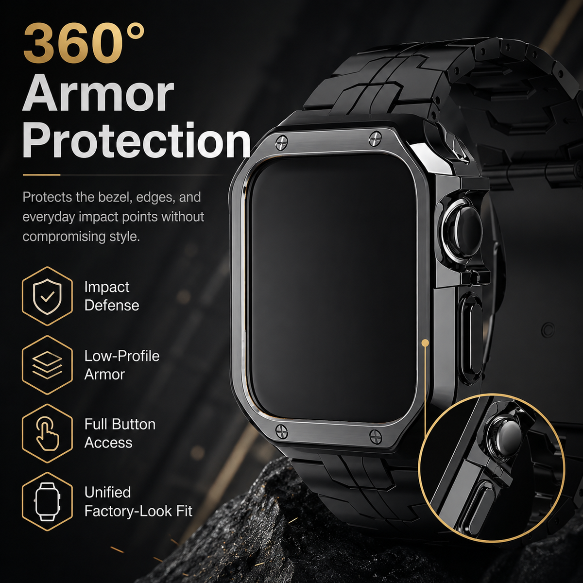 TitaniumGuard Forged in Fire Prestige Band + Case for Apple Watch Ultra (49mm) & Series 11/10 (46mm/42mm)