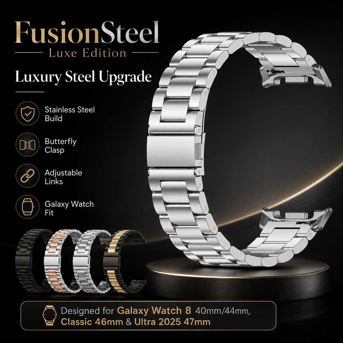 Samsung Galaxy Watch9/Watch8 & Ultra2 Band – FusionSteel Luxe