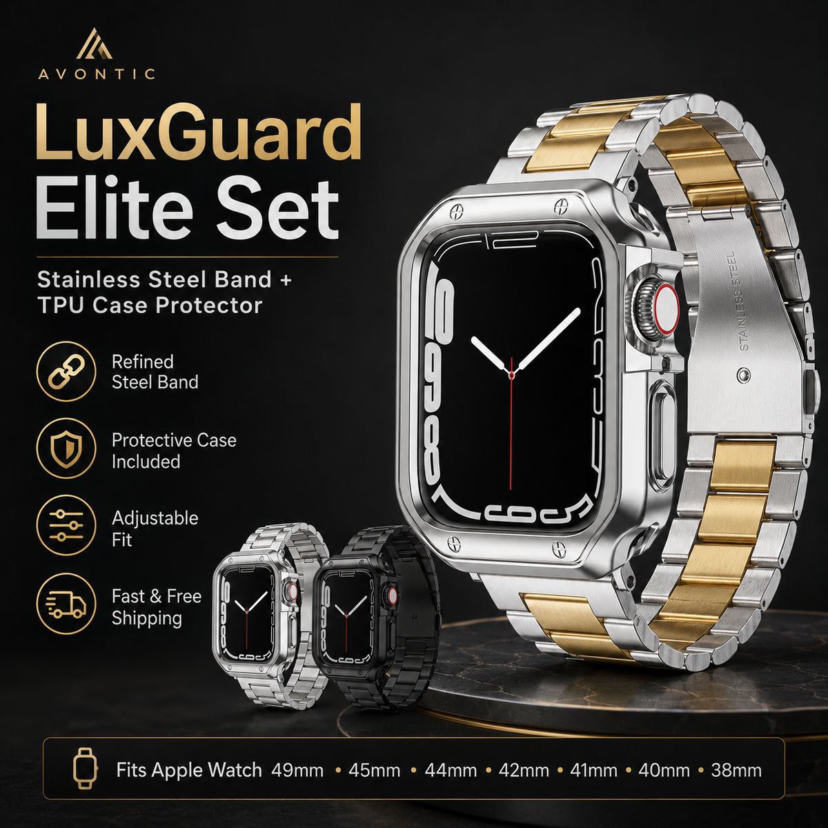 LuxGuard Elite Band & Case Set for Apple Watch