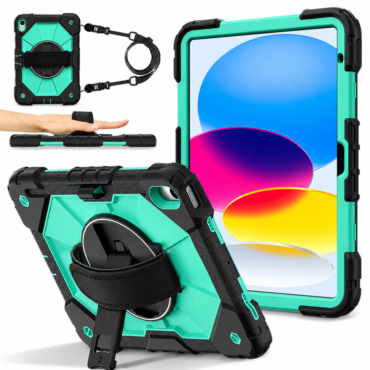RhinoGuard Sentinel 360 Rugged iPad Case with Kickstand & Hand Strap