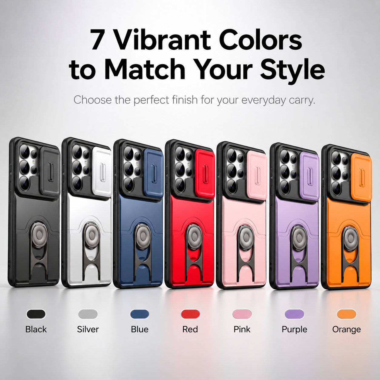 ArmorSlide Pro Magnetic Ring Case for Samsung Galaxy S26 S25 S24 Ultra with Camera Cover Kickstand