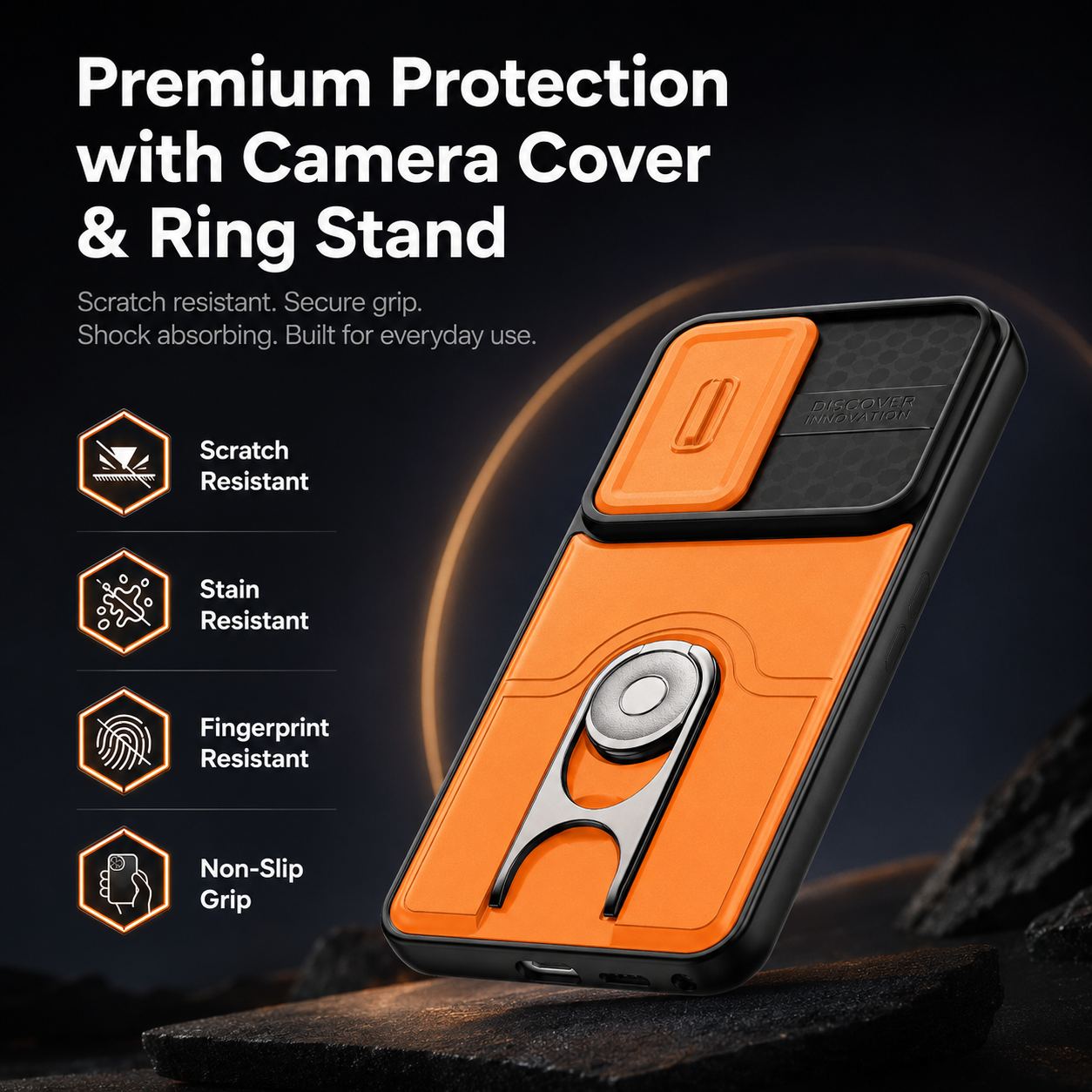 ArmorSlide Pro Magnetic Ring Case for Samsung Galaxy S26 S25 S24 Ultra with Camera Cover Kickstand