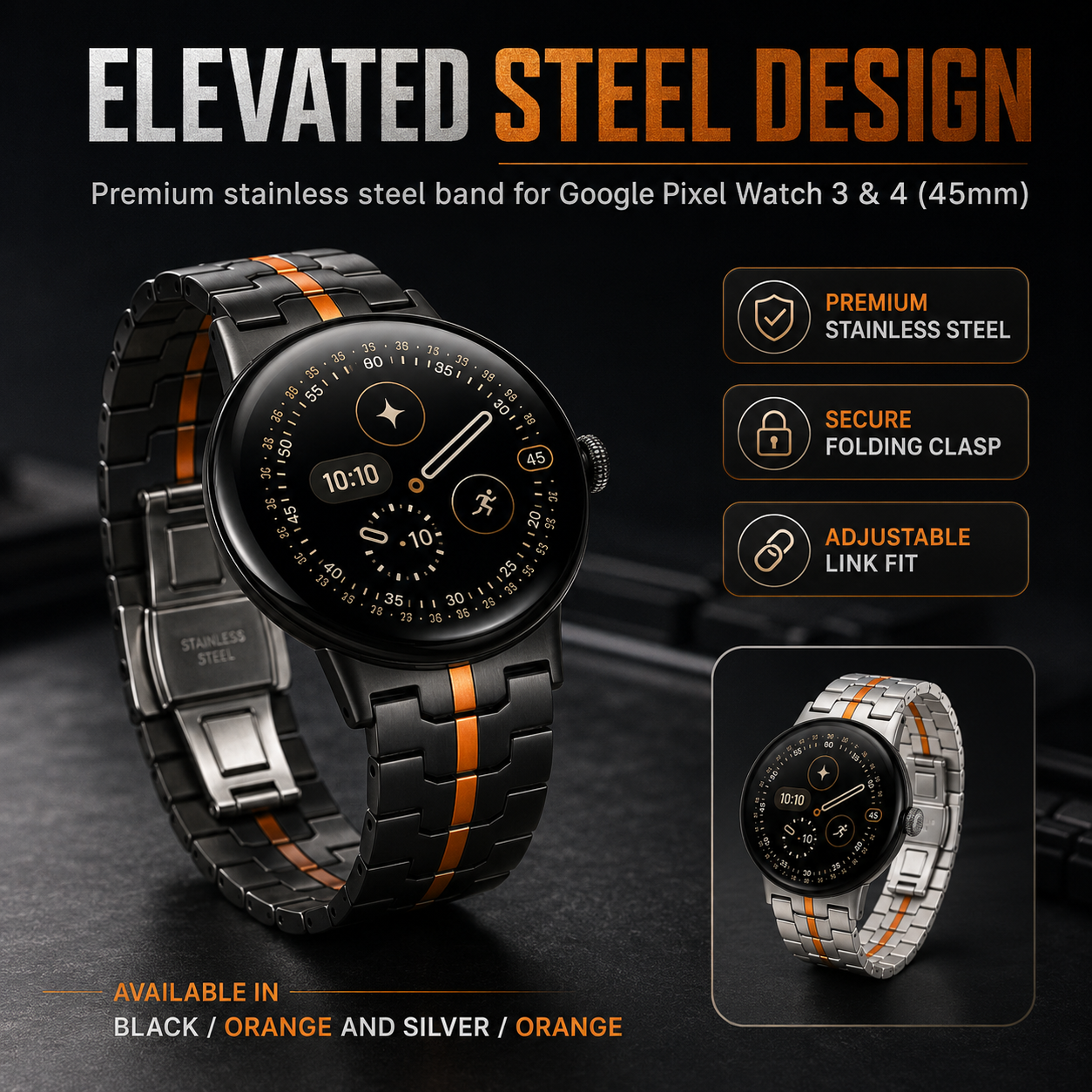 SteelGuard Elite Band for Pixel Watch 4 & 3 (45mm)