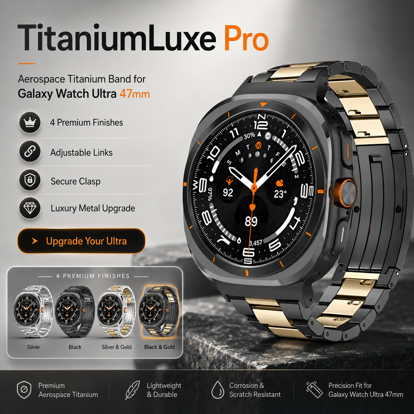 TitaniumLuxe Pro Titanium Band for Galaxy Watch Ultra & Ultra 2 (2026)