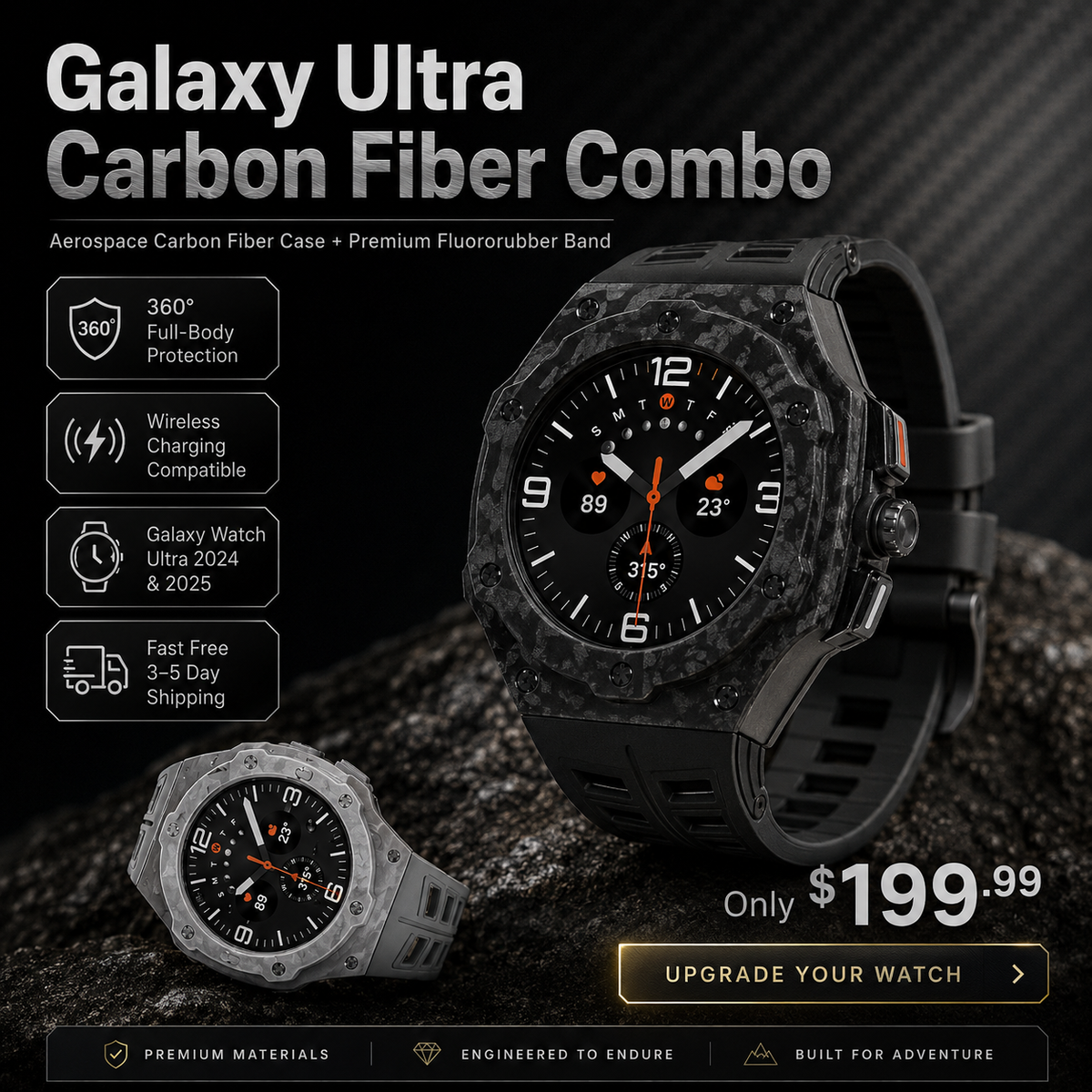 Carbon Fiber Band & Case for Galaxy Watch Ultra (2024/2025) 47mm