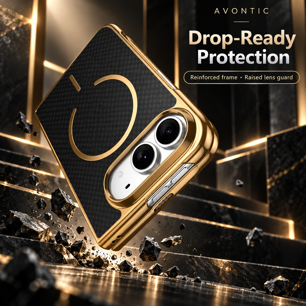 RhinoGuard CarbonLuxe — Magnetic iPhone Duo Case with Built-In Front Glass — product view 5