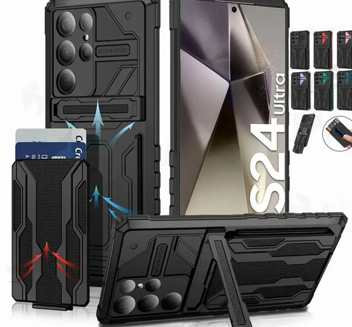Credit Card Wallet Case For Samsung Galaxy S24 Ultra S23 FE A15 A54 A14 Heavy Duty Protection Rugged Shockproof Anti-Drop Cover Avontic