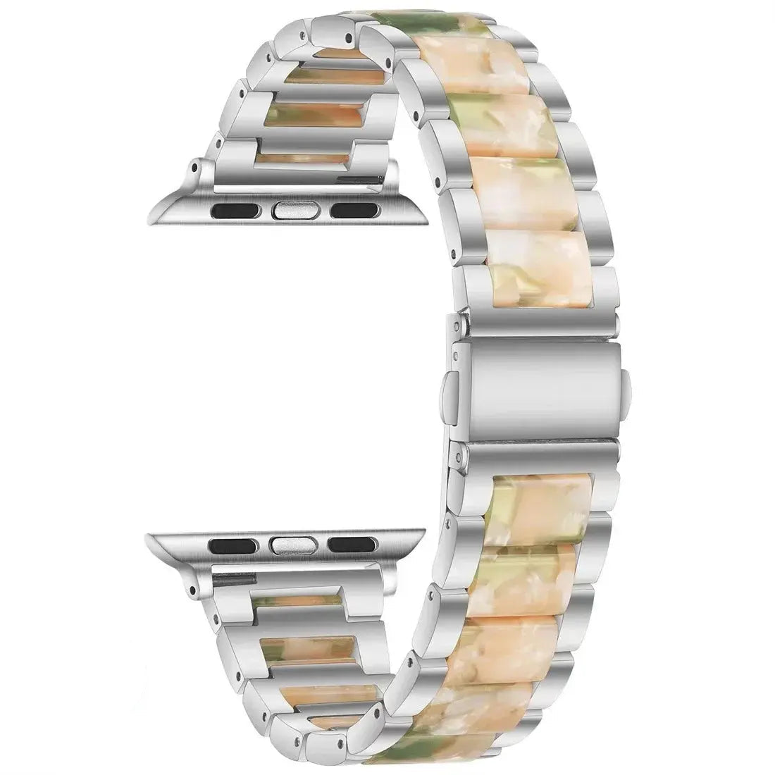 EleganceFitResin & Stainless Steel Band for Apple Watch Series 11, Ultra 3, 10, 9, 8, 7, 6, SE (42mm–49mm)