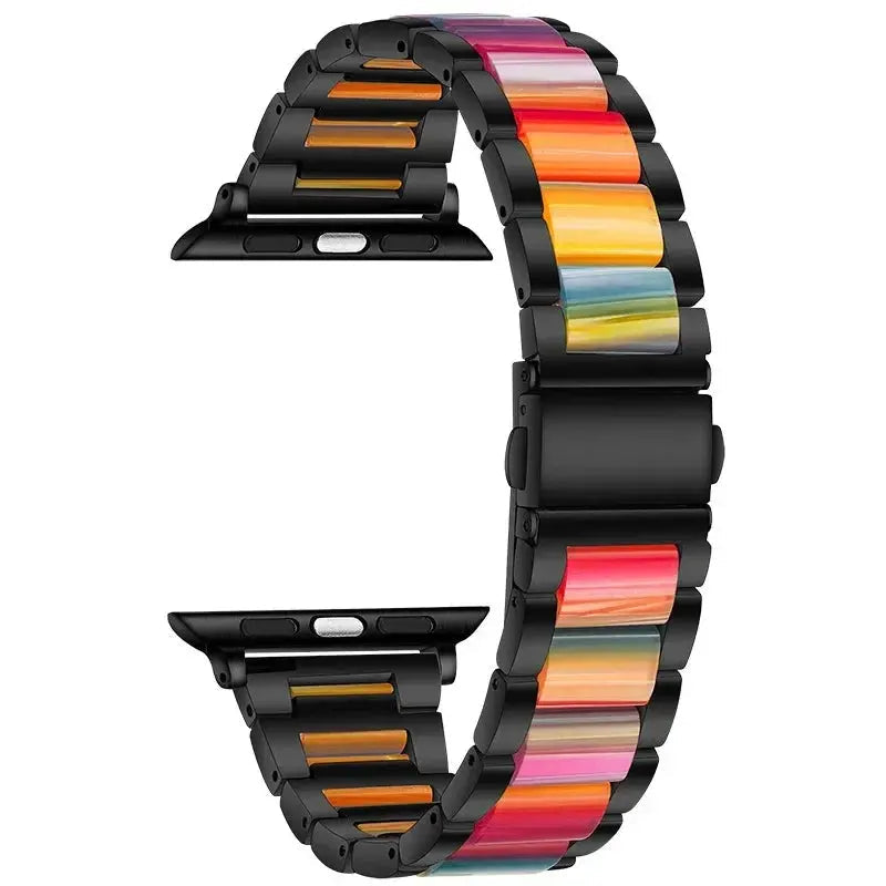 EleganceFitResin & Stainless Steel Band for Apple Watch Series 11, Ultra 3, 10, 9, 8, 7, 6, SE (42mm–49mm)