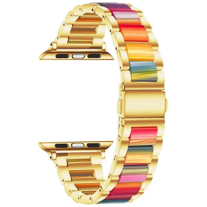 EleganceFitResin & Stainless Steel Band for Apple Watch Series 11, Ultra 3, 10, 9, 8, 7, 6, SE (42mm–49mm)