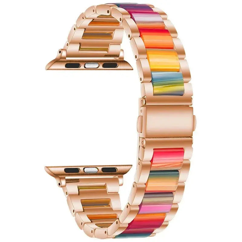 EleganceFitResin & Stainless Steel Band for Apple Watch Series 11, Ultra 3, 10, 9, 8, 7, 6, SE (42mm–49mm)