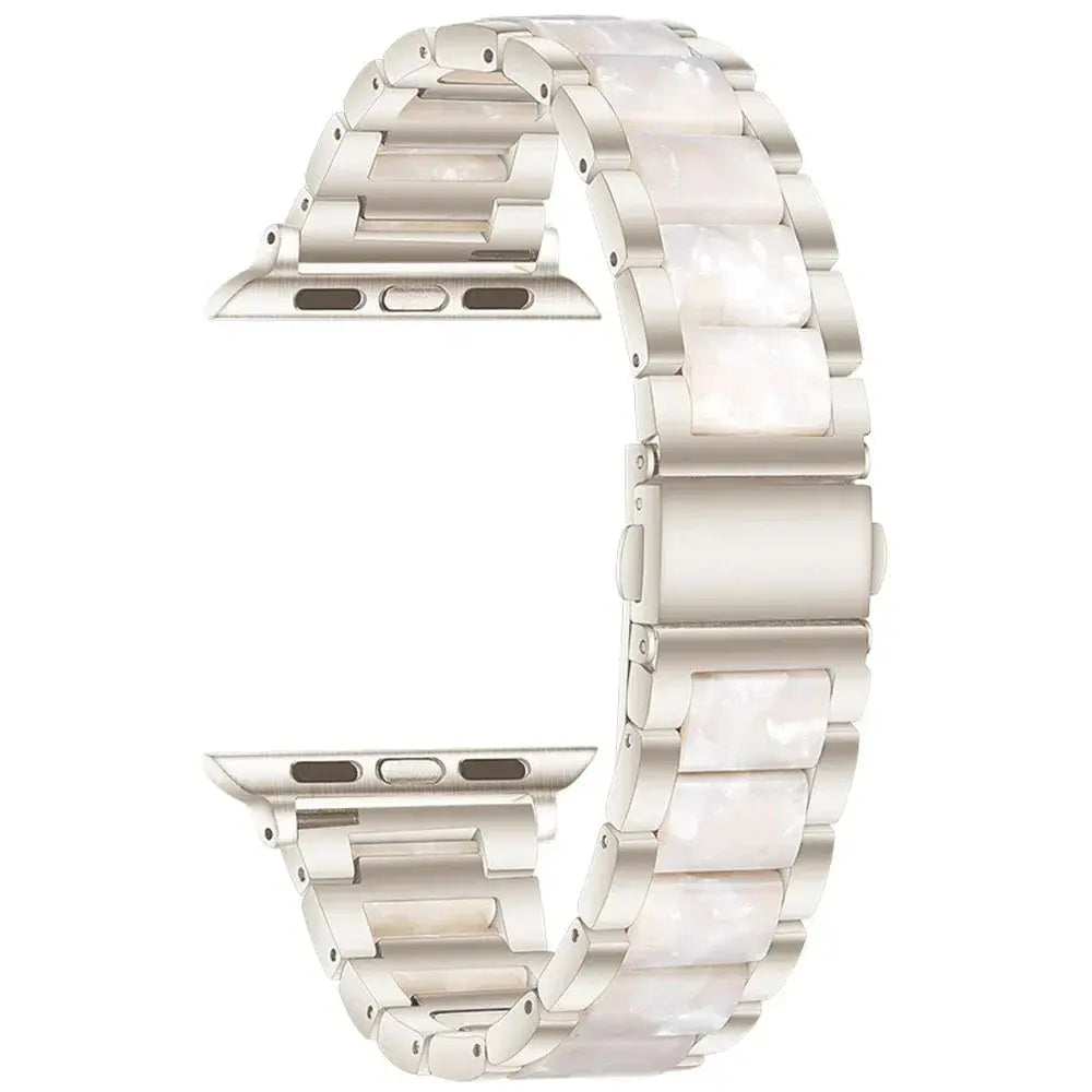 EleganceFitResin & Stainless Steel Band for Apple Watch Series 11, Ultra 3, 10, 9, 8, 7, 6, SE (42mm–49mm)