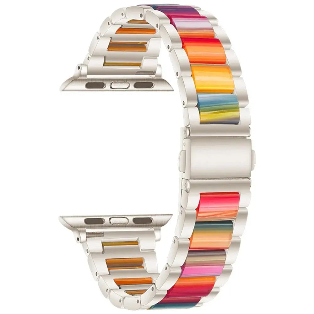 EleganceFitResin & Stainless Steel Band for Apple Watch Series 11, Ultra 3, 10, 9, 8, 7, 6, SE (42mm–49mm)