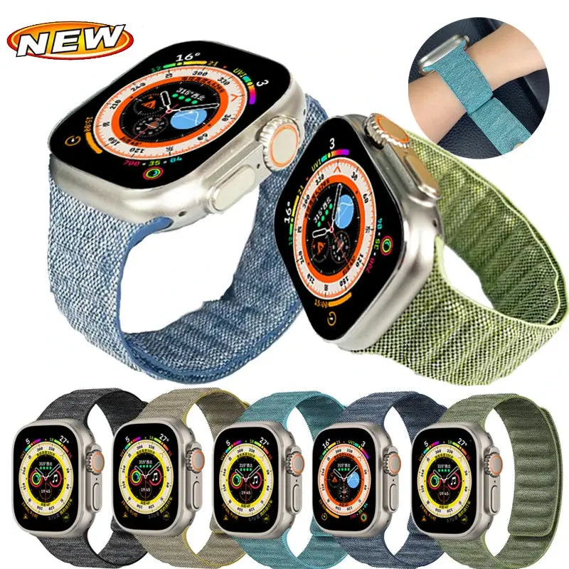 Denim Strap For Apple Watch Ultra Band 49mm 44mm 45mm 42mm Magnetic Loop Link Bracelet For iWatch 38 41 40mm SE 7 8 Sport Correa Pinnacle Luxuries