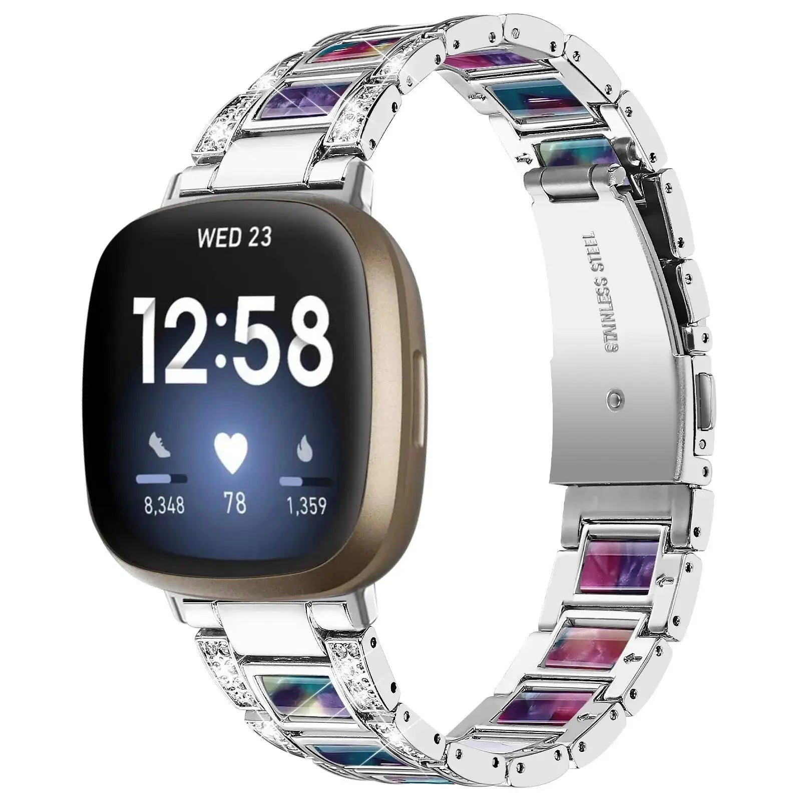 DiamondFlex Stainless Steel Band for Fitbit Versa 3/4 and Sense 1/2 - Avontic