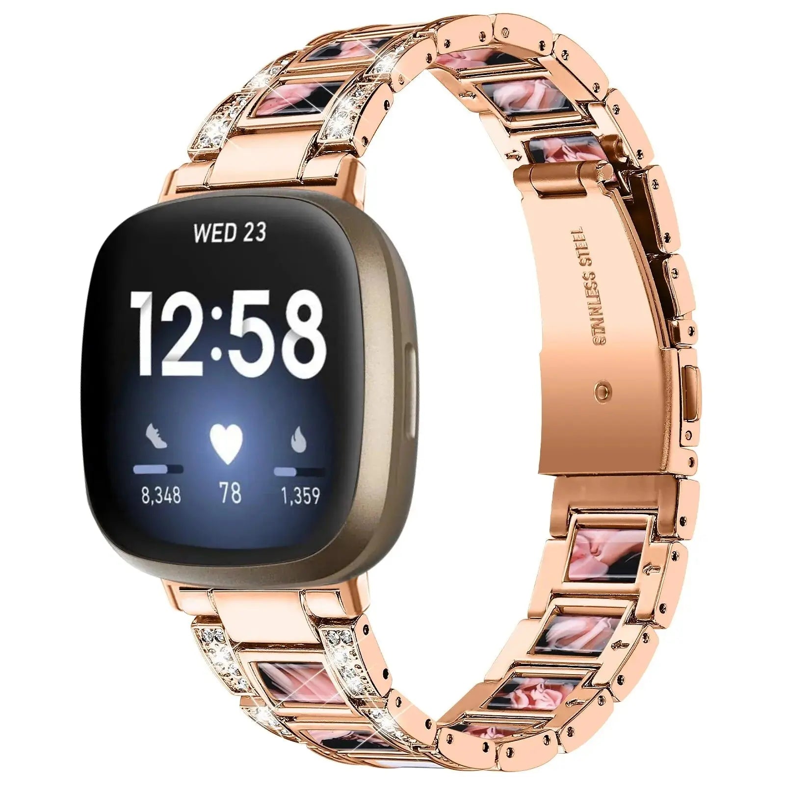 DiamondFlex Stainless Steel Band for Fitbit Versa 3/4 and Sense 1/2 - Avontic