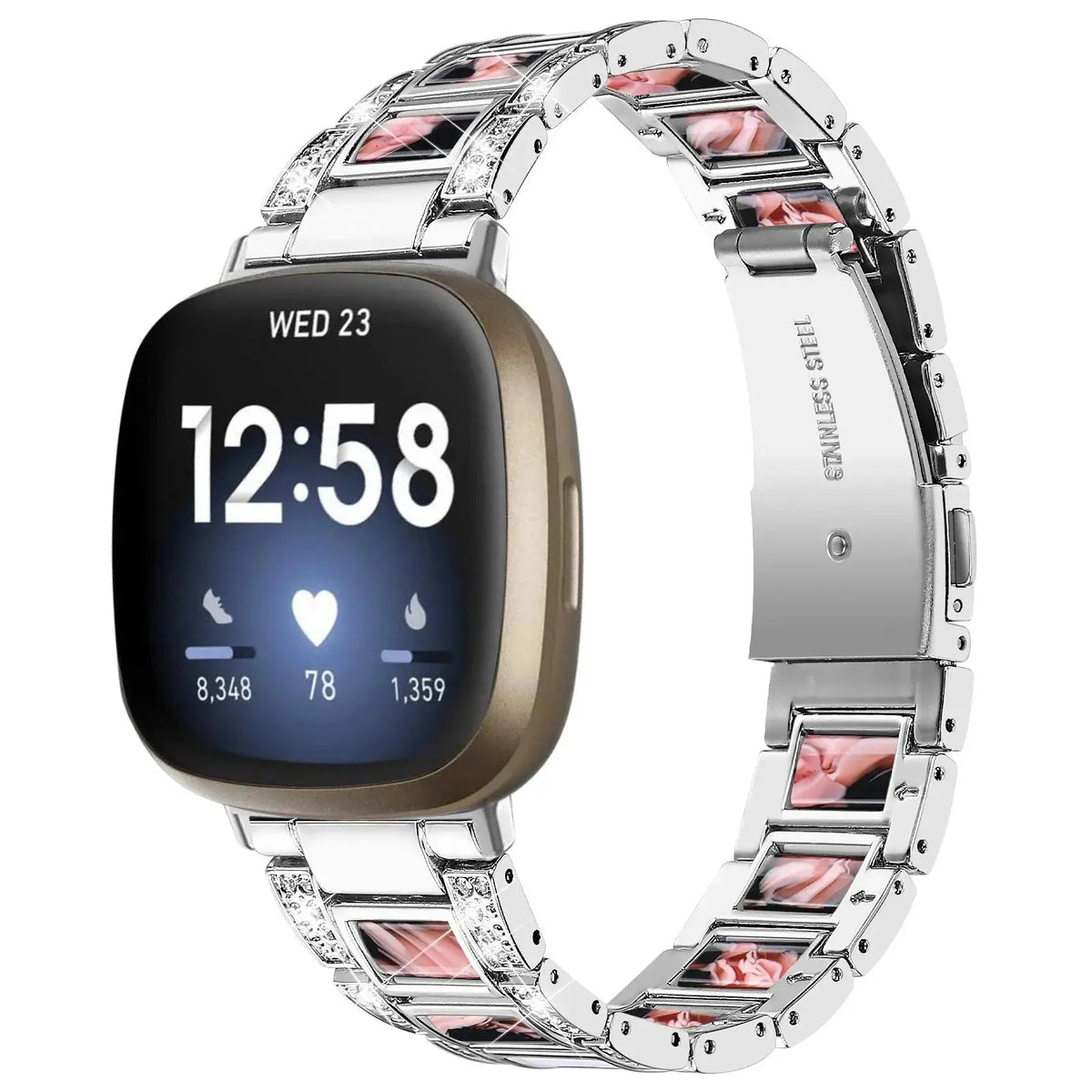 DiamondFlex Stainless Steel Band for Fitbit Versa 3/4 and Sense 1/2 - Avontic