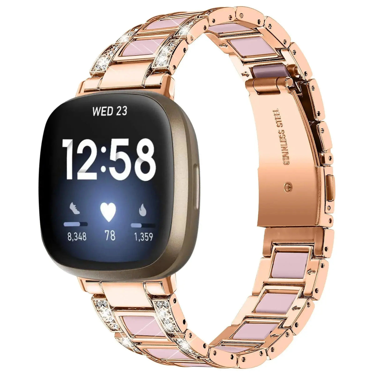 DiamondFlex Stainless Steel Band for Fitbit Versa 3/4 and Sense 1/2 - Avontic