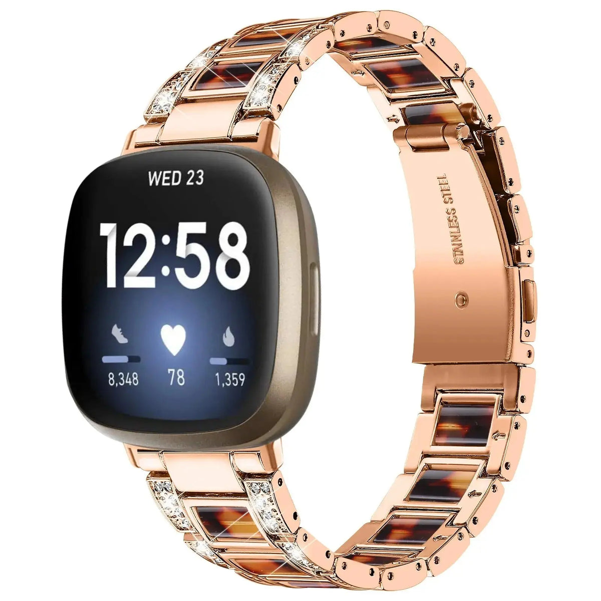 DiamondFlex Stainless Steel Band for Fitbit Versa 3/4 and Sense 1/2 - Avontic