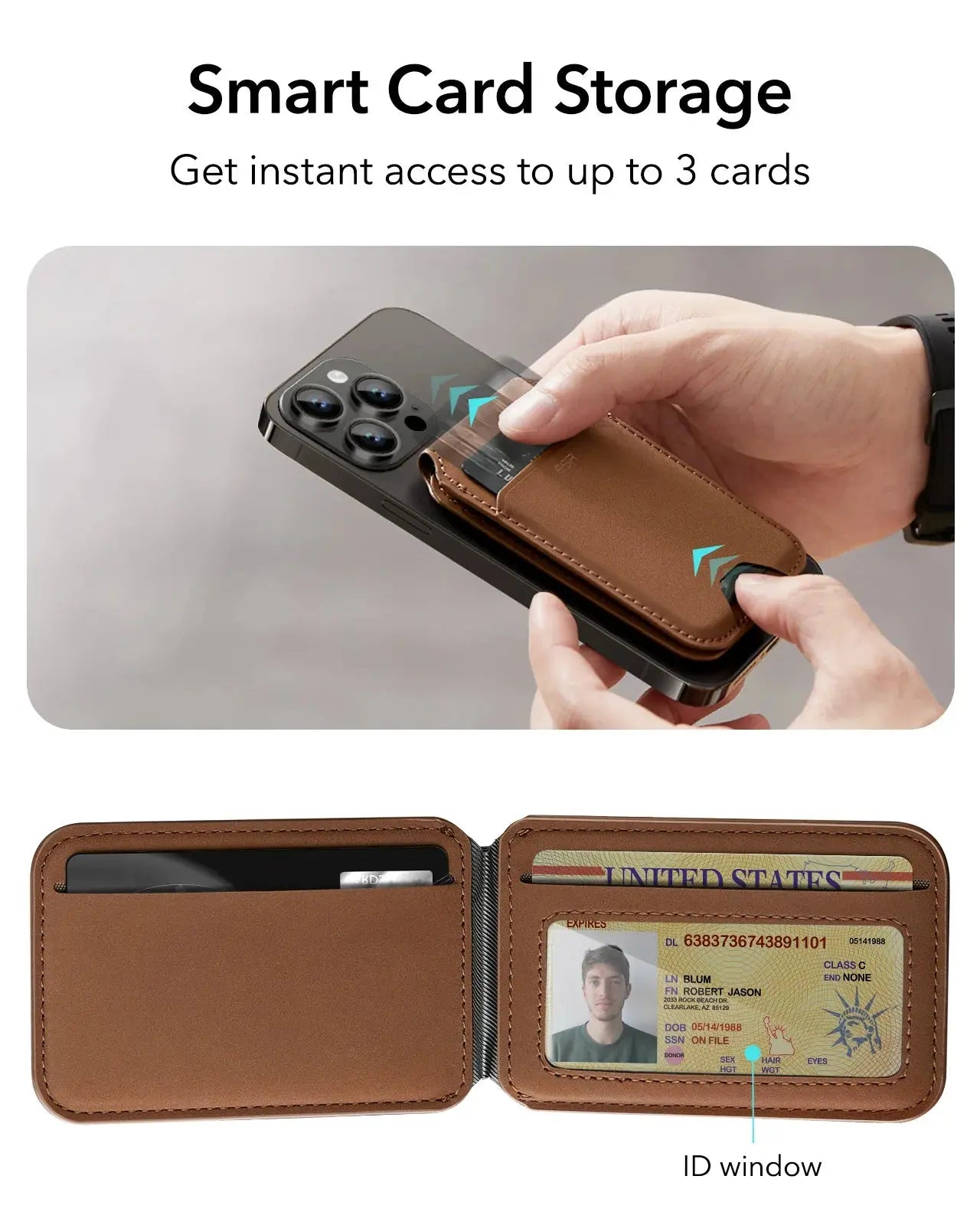 MagnaLeather Wallet Stand Case for iPhone 12 13 14 15 — product view 8