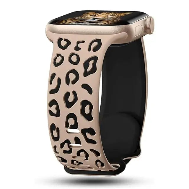 EveGlow Engraved Women's Leopard Band for Apple Watch Series 12 (42/46mm) & Ultra 4 (49mm)