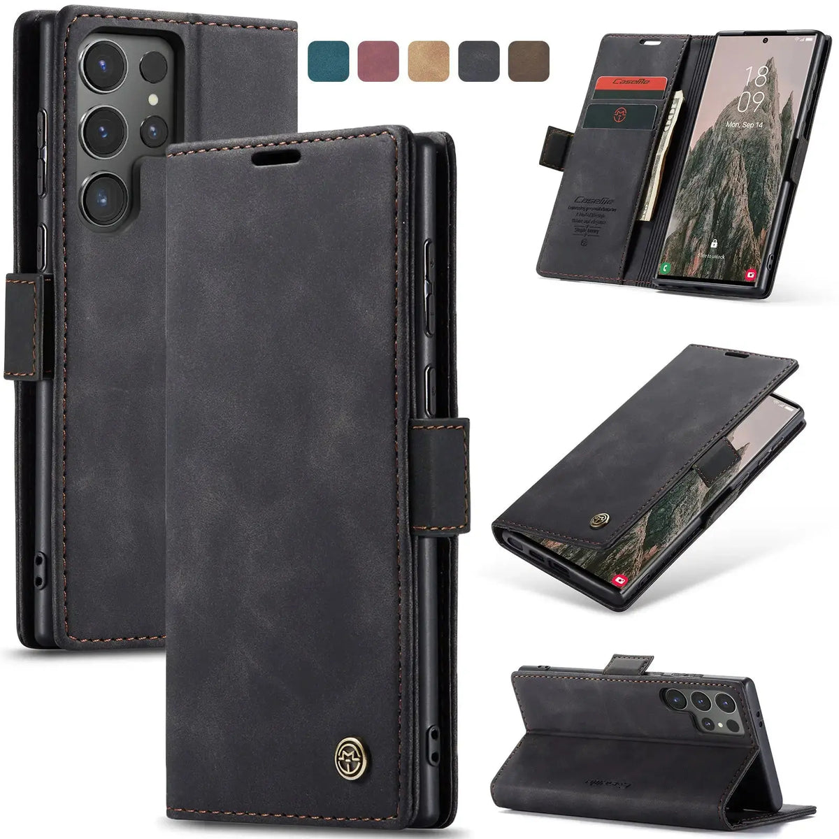 Flip Wallet Case for Samsung Galaxy S24 Ultra S24 Plus S24, Leather Magnetic Folio Cover with Card Holder Shockproof Phone Cases Avontic