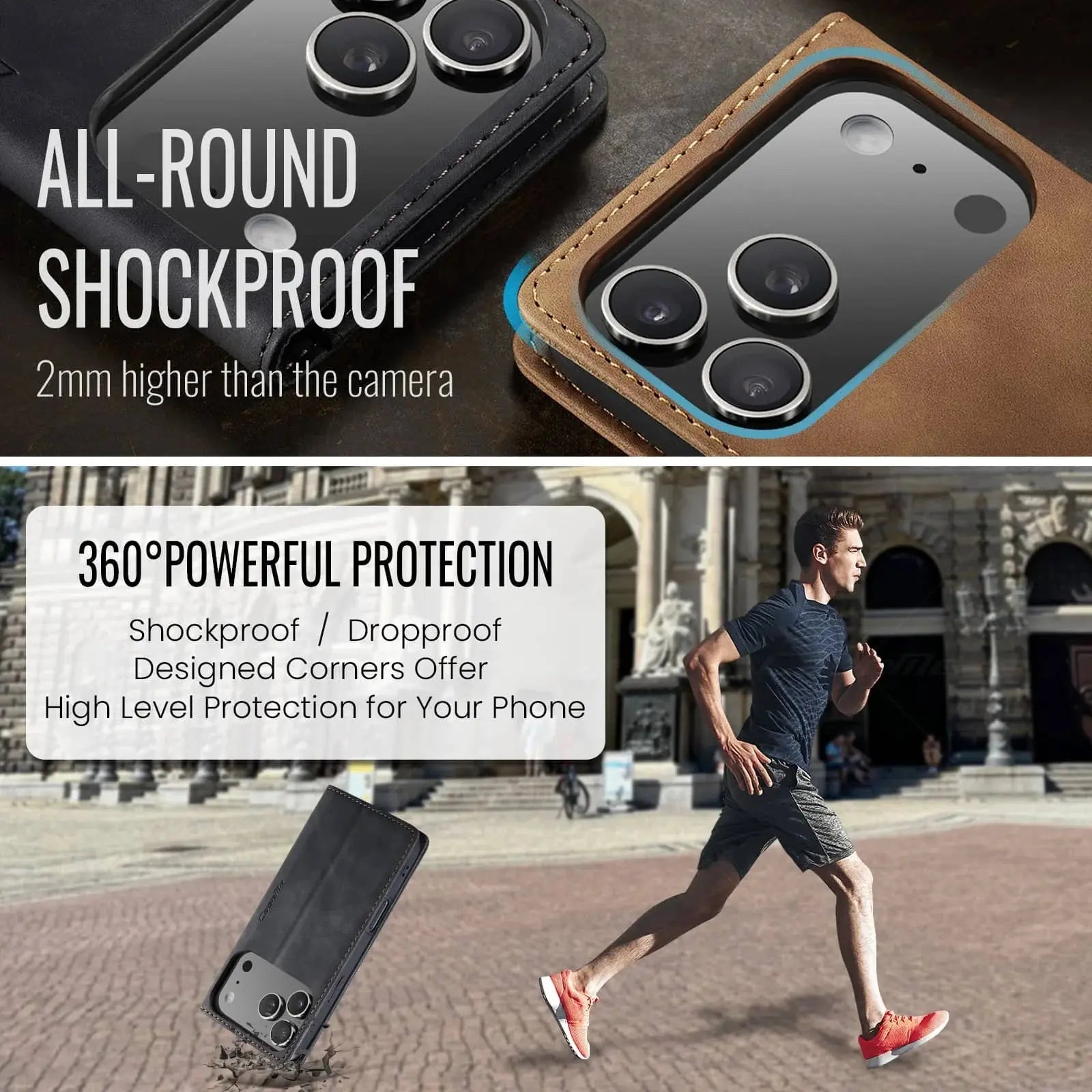 Flip Wallet Case for iPhone 17 Pro Max 17 Air 17 Pro 17, Leather Magnetic Folio Cover with Card Holder, Kickstand - TPU Case Avontic