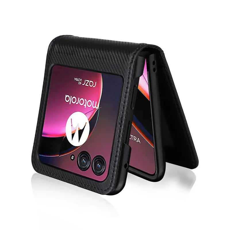 For Motorola Razr 40 Ultra Case Cover Carbon Fiber Wallet Leather Flip Multi-card slot Cover For Moto Razr+ Plus 2023 Phone Case Avontic