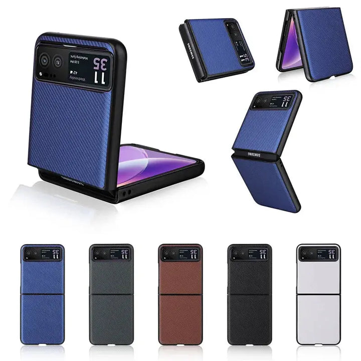 For Motorola Razr 40s Case Luxury Carbon Fiber Slim PU Leather PC Book Cover For Moto Razr 40 Razr40 Razr Lite 2023 Phone Case Avontic