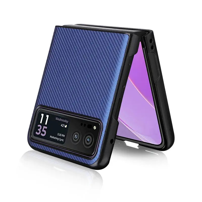 For Motorola Razr 40s Case Luxury Carbon Fiber Slim PU Leather PC Book Cover For Moto Razr 40 Razr40 Razr Lite 2023 Phone Case Avontic