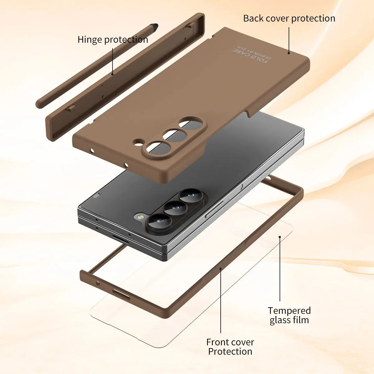 For Samsung Galaxy Z Fold 6 5 4 3 Case Skin Friendly Matte Folding Hinge with Tempered Film Optional Touch Pen Shockproof Cover Avontic