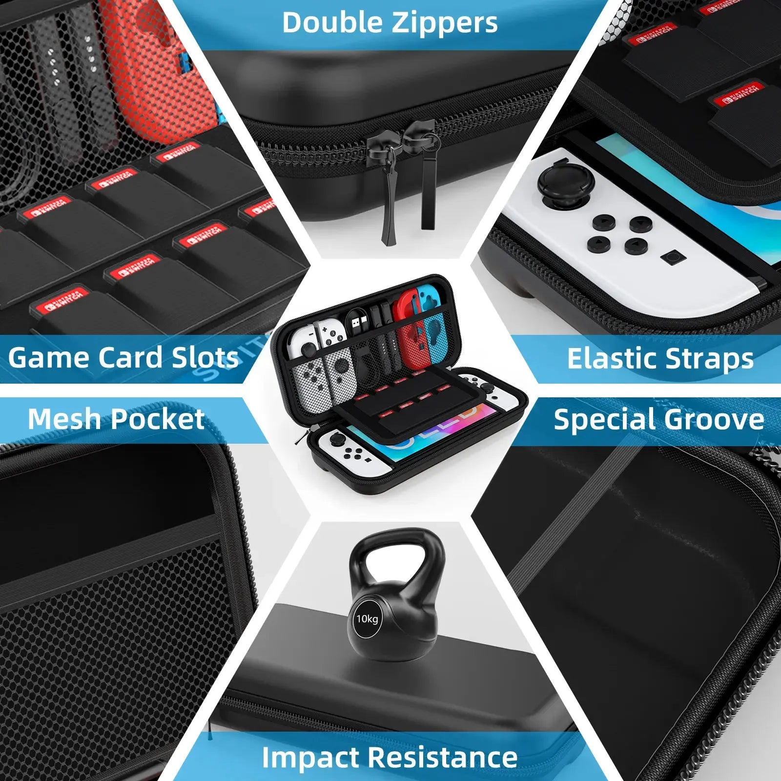 For Switch OLED Model Carrying Case 9 in 1 Accessories Kit for 2022 Nintendo Switch OLED Model  with Protective Case Avontic