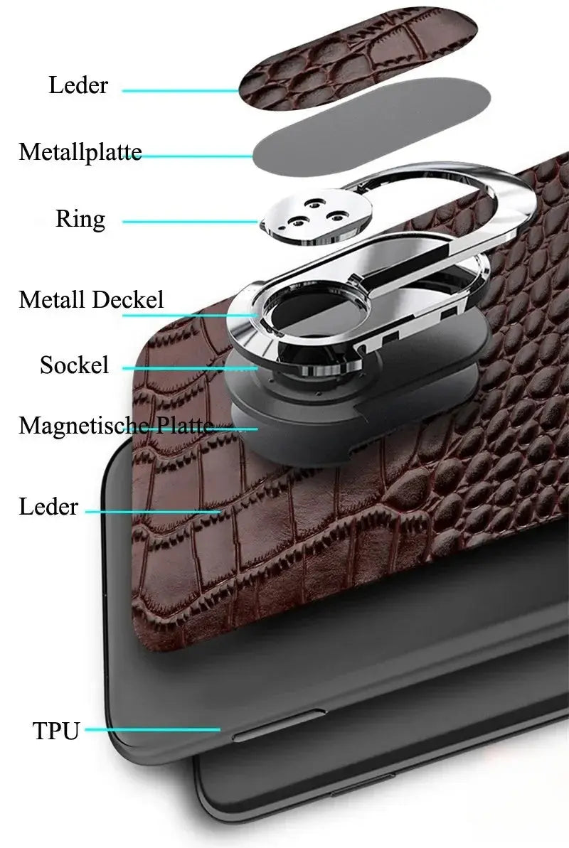 Genuine Cowhide Leather Bracket Phone Case For iPhone 15 14 13 12 11 Pro Max XR XS Max SE 2022 7 8 Plus Back Cover with Ring Avontic