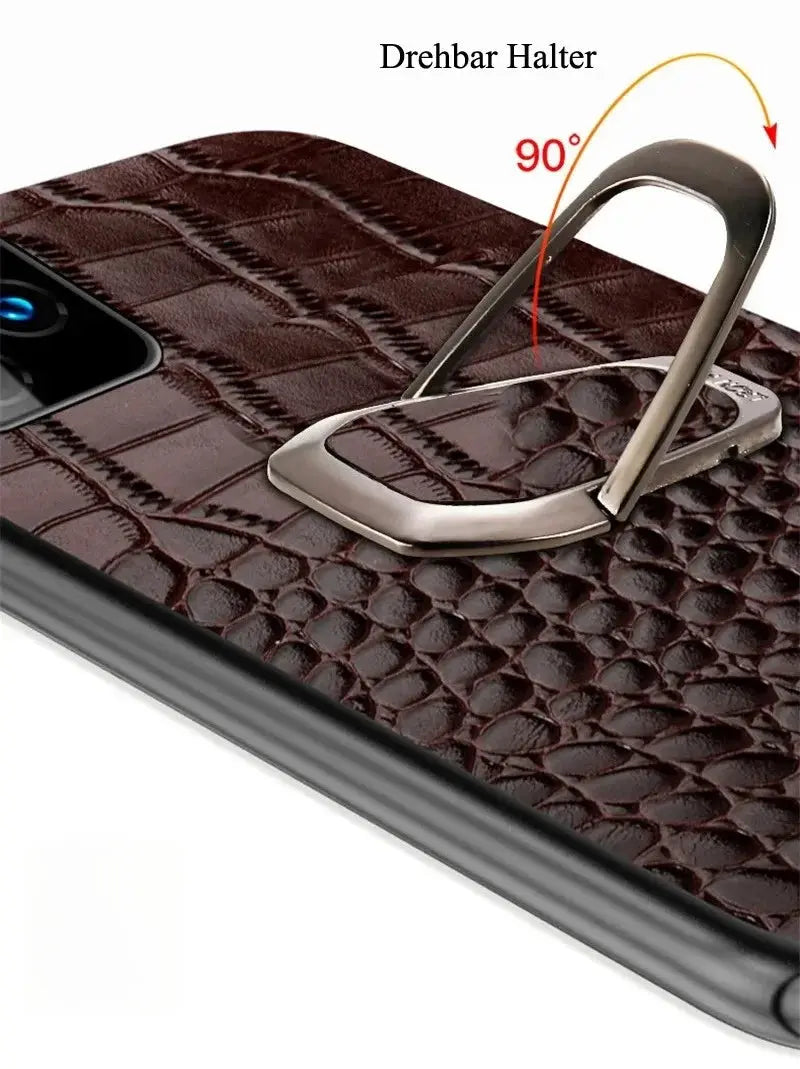 Genuine Cowhide Leather Bracket Phone Case For iPhone 15 14 13 12 11 Pro Max XR XS Max SE 2022 7 8 Plus Back Cover with Ring Avontic