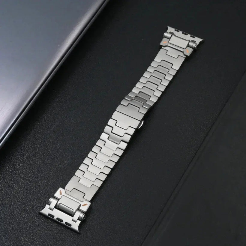 TitanEdgeGrand Luxe Titanium Band for Apple Watch Ultra 3/Ultra 2/Ultra 49mm, Series 11/10/9/8/7/SE 46mm 45mm 44mm – Premium H-Link Bracelet with Double-Locking Clasp