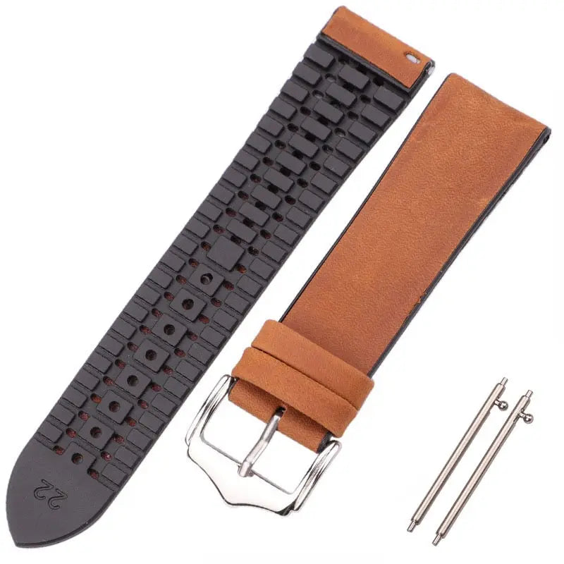 PL Collection Cowhide And Silicone Universal Watch Band 18mm 20mm 22mm Avontic