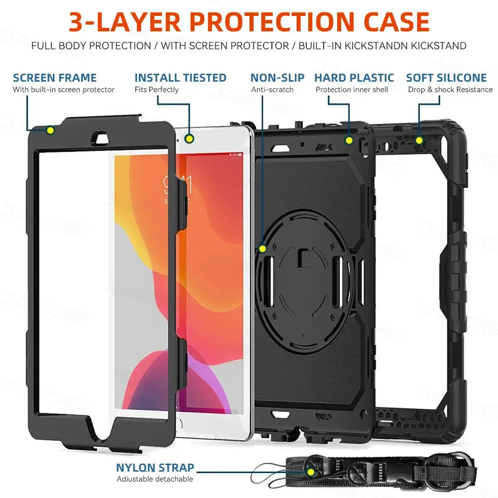 Heavy Duty iPad Case For 10.2 9th Generation Cover For iPad 9.7 Air 3 10.5 Air 4 5 10.9 10th Pro 11 12.9 Mini 6 5 Smart Cover Avontic