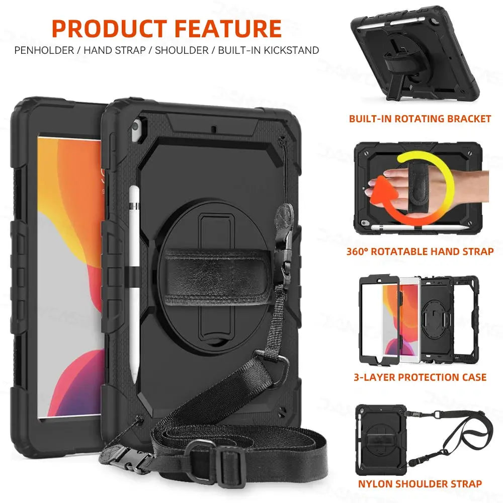Heavy Duty iPad Case For 10.2 9th Generation Cover For iPad 9.7 Air 3 10.5 Air 4 5 10.9 10th Pro 11 12.9 Mini 6 5 Smart Cover Avontic