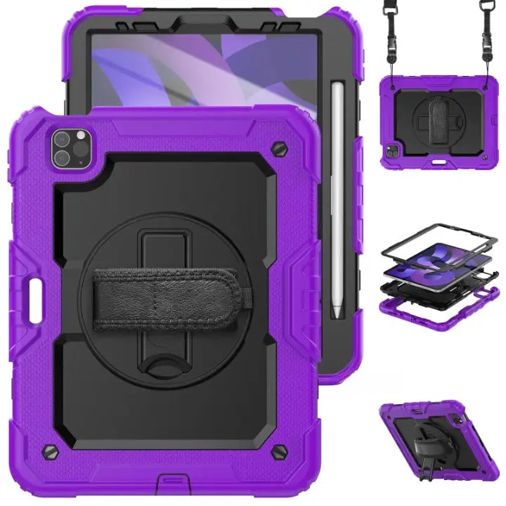 Kickstand Shockproof Case For iPad Pro 11 12.9 M2 2022 2021 2020 Cover iPad 12.9 Pro 3 4 5 6+PET Screen Protector+Shoulder Strap Avontic