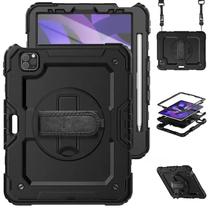 Kickstand Shockproof Case For iPad Pro 11 12.9 M2 2022 2021 2020 Cover iPad 12.9 Pro 3 4 5 6+PET Screen Protector+Shoulder Strap Avontic