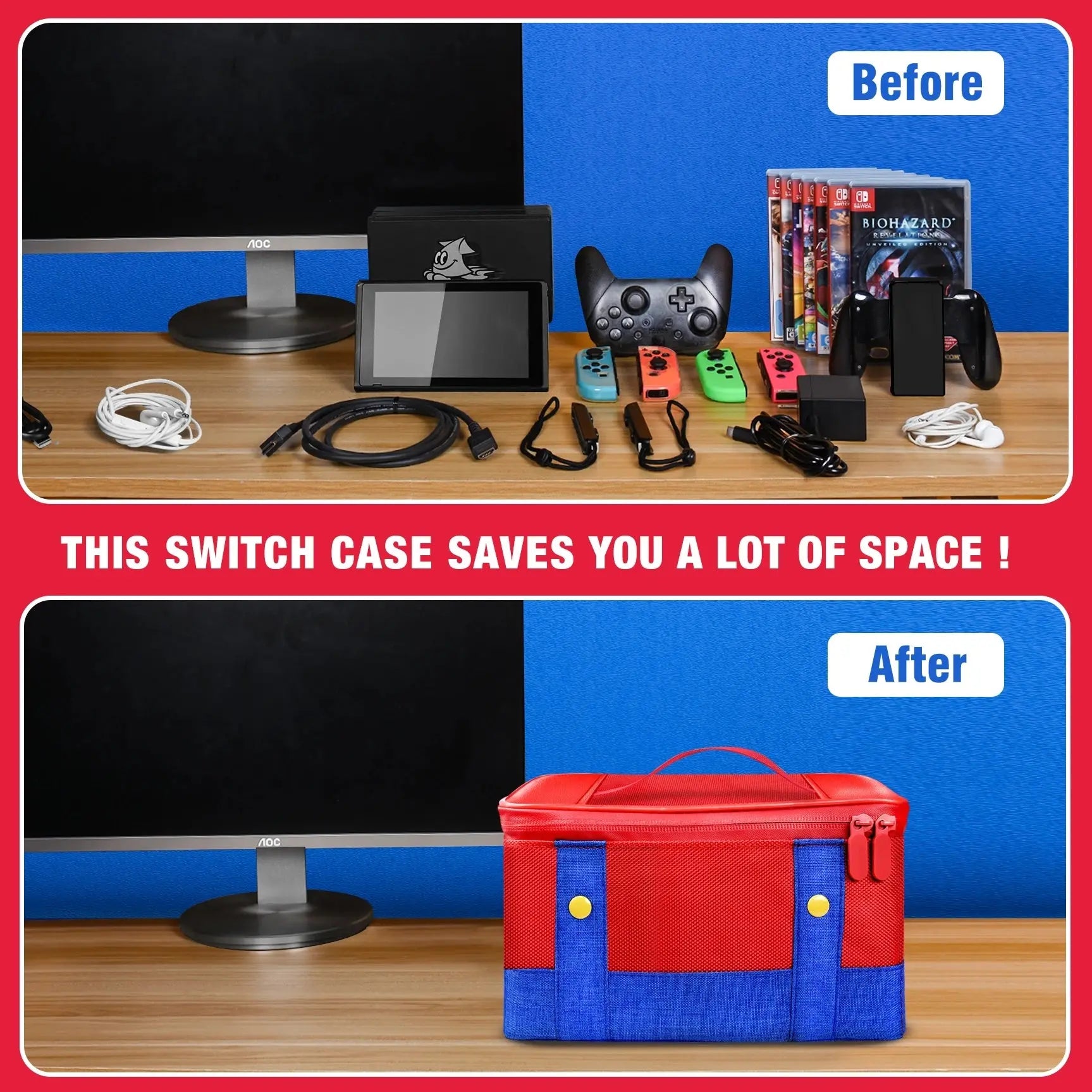 Large Carrying Protective Case for Nintendo Switch OLED Console Pro Controller Travel Storage Bag Case For Switch Accessories Avontic