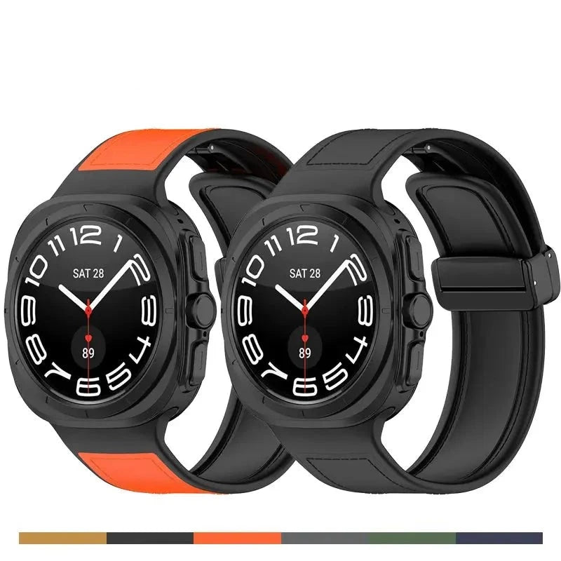 Premium Leather Magnetic Silicone Band for Samsung Galaxy Watch 7 Ultra
