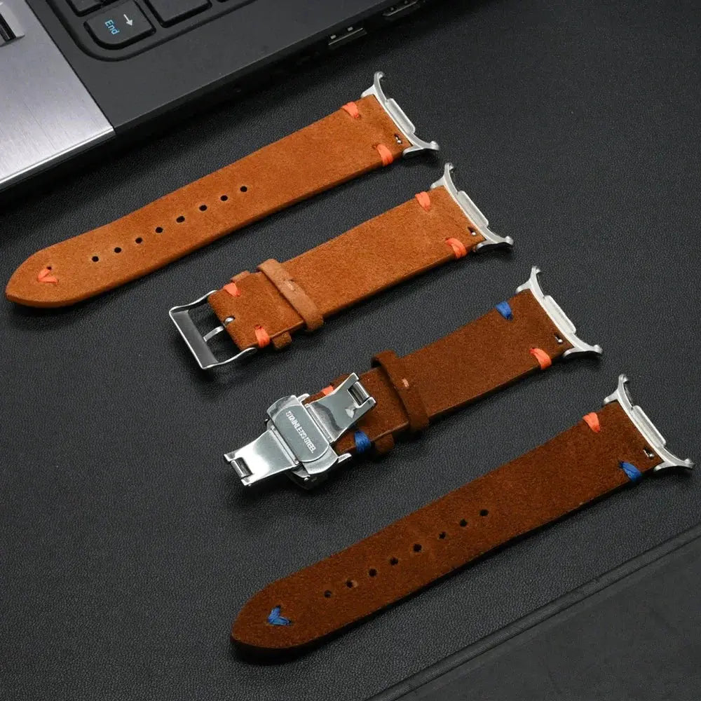 Leather Strap for Samsung Galaxy Watch Ultra 47mm Handmade Soft Leather band for Galaxy 47mm Ultra No Gap Curved End Bracelet Pinnacle Luxuries