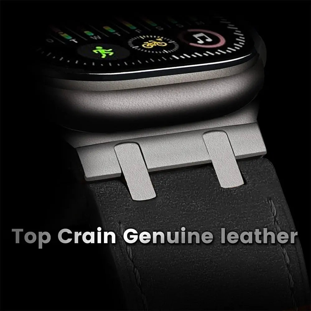 Avontic Mastercrafted Genuine Leather Band for Apple Watch Ultra 3/2/1 & Series 11/10/9 – Premium Stainless Steel Buckle Strap — product view 9