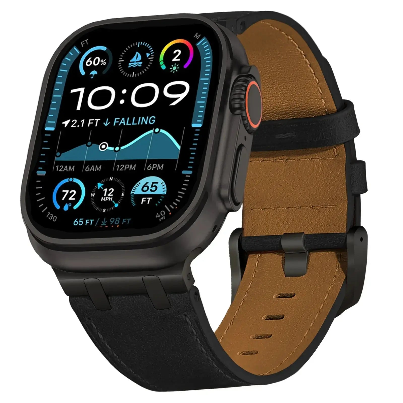 Avontic Mastercrafted Genuine Leather Band for Apple Watch Ultra 3/2/1 & Series 11/10/9 – Premium Stainless Steel Buckle Strap